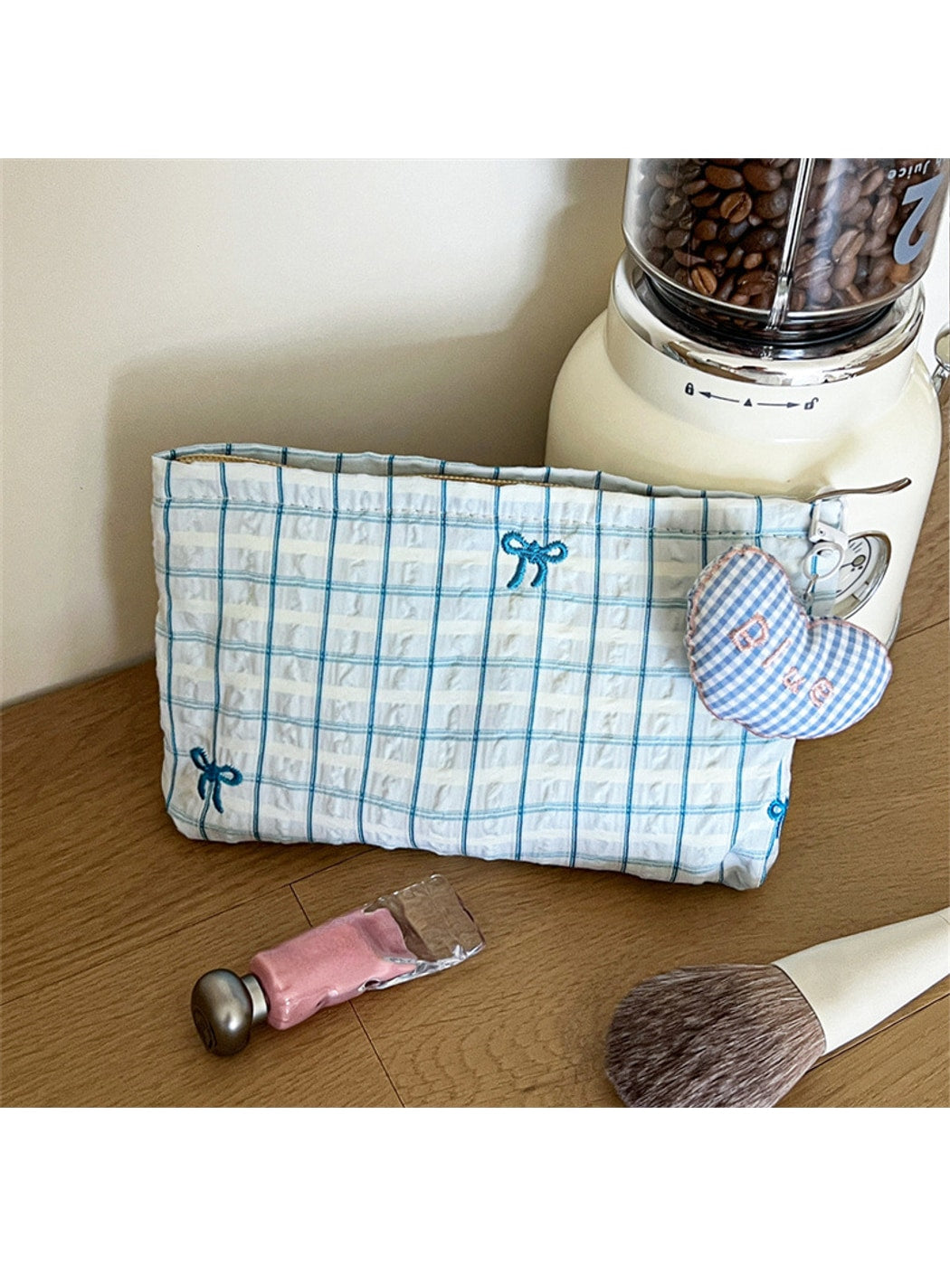 Cosbai - Women's Plaid Zippered Cosmetic Bag