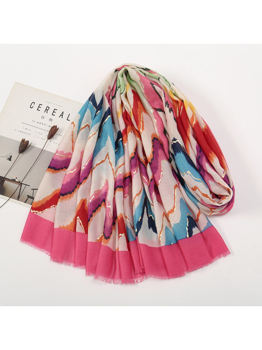 Scarvii - Color-Blocked Shawl Scarf with Tassels - Stylish & Versatile
