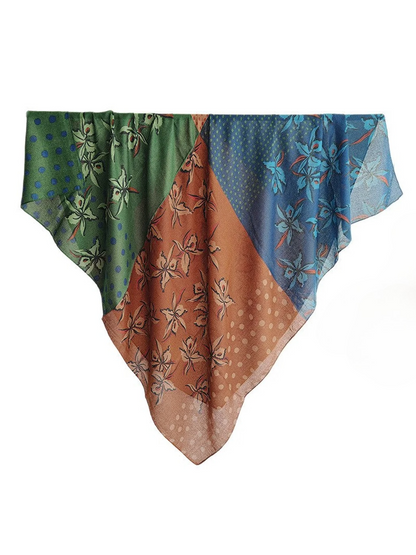 Scarvii - Floral Color-Block Patchwork Square Scarf