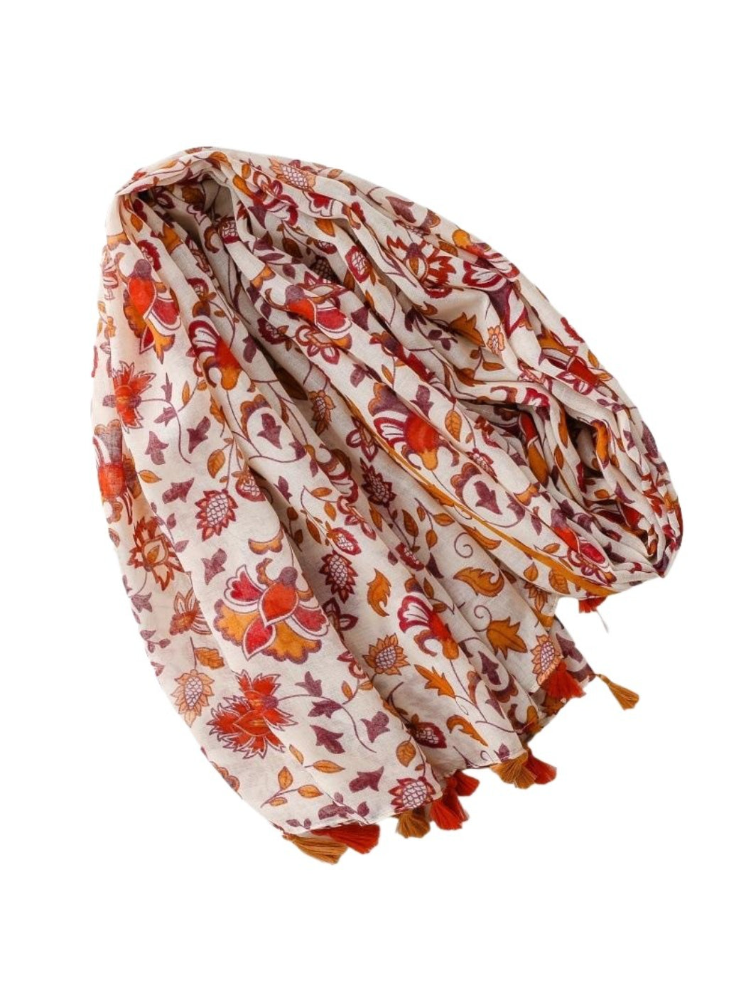 Scarvii Boho Flower Summer Scarf spread flat showing full boho floral print