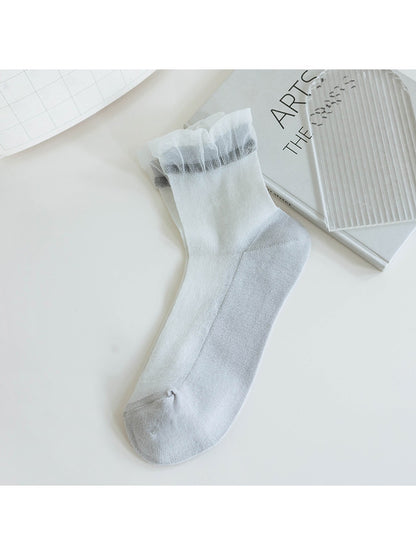 Rufia - Casual Ruffle Trim Crew Socks