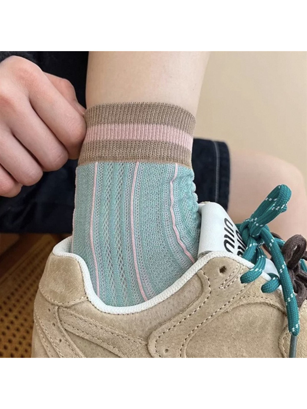 Rufia - Lightweight Ribbed Colorblock Crew Socks product image 5