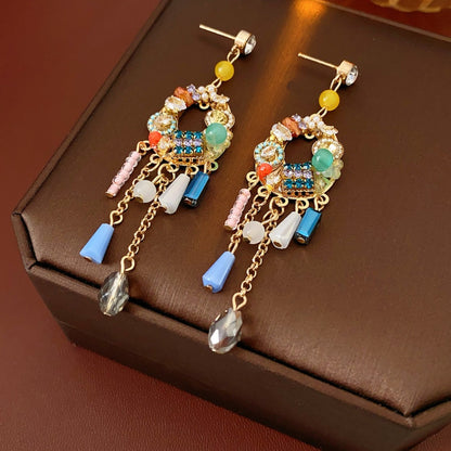 Earwish - Bohemian Crystal Tassel Earrings - Luxe Ethnic