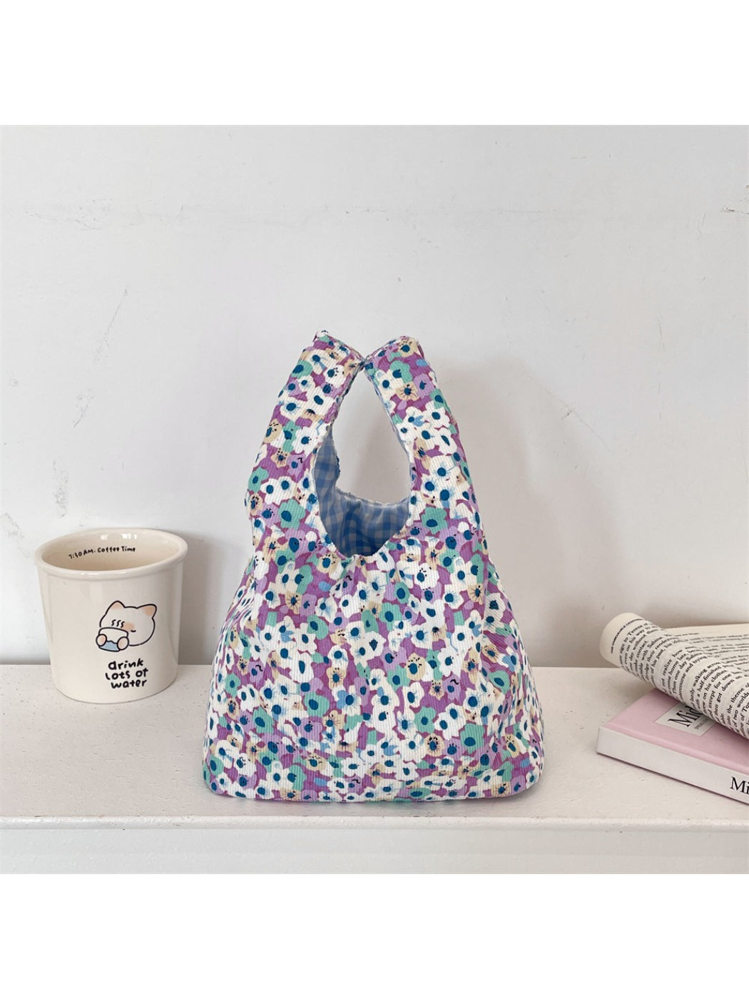Cosbai - Floral Print Soft Mini Tote Bag