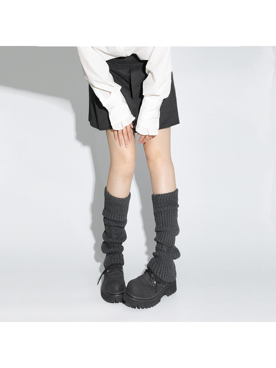 Cozyra - Solid Color Distressed Knit Leg Warmers