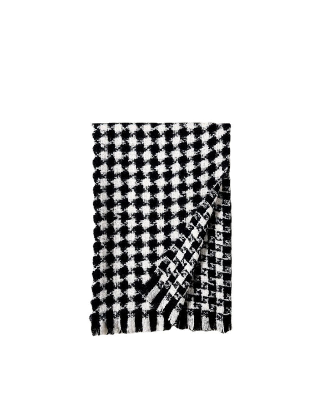 Scarvii - Classic Houndstooth Fringe Scarf