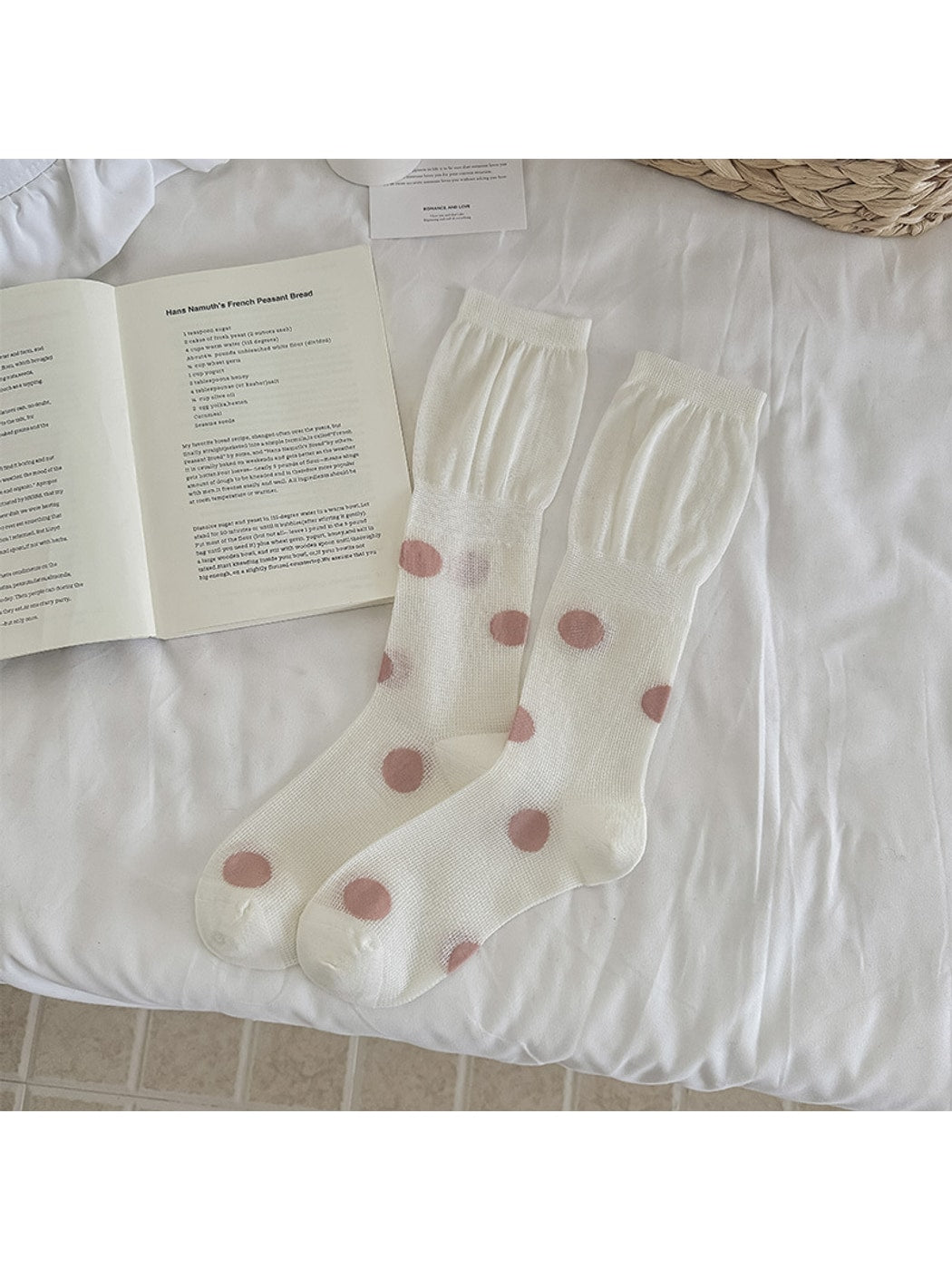 Rufia - Colorblock Polka Dot Casual Crew Socks