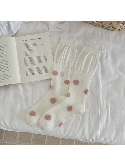 Rufia - Colorblock Polka Dot Casual Crew Socks