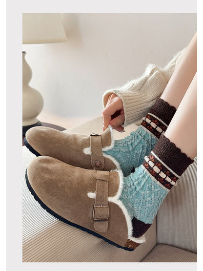 Rufia - Chocolate Stitch Pattern Crew Socks