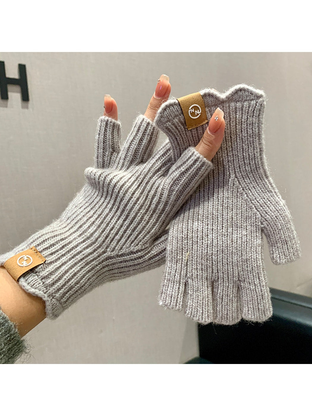 Gloving - Retro Ribbed Half Finger Winter Gloves