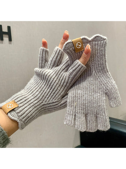 Gloving - Retro Ribbed Half Finger Winter Gloves