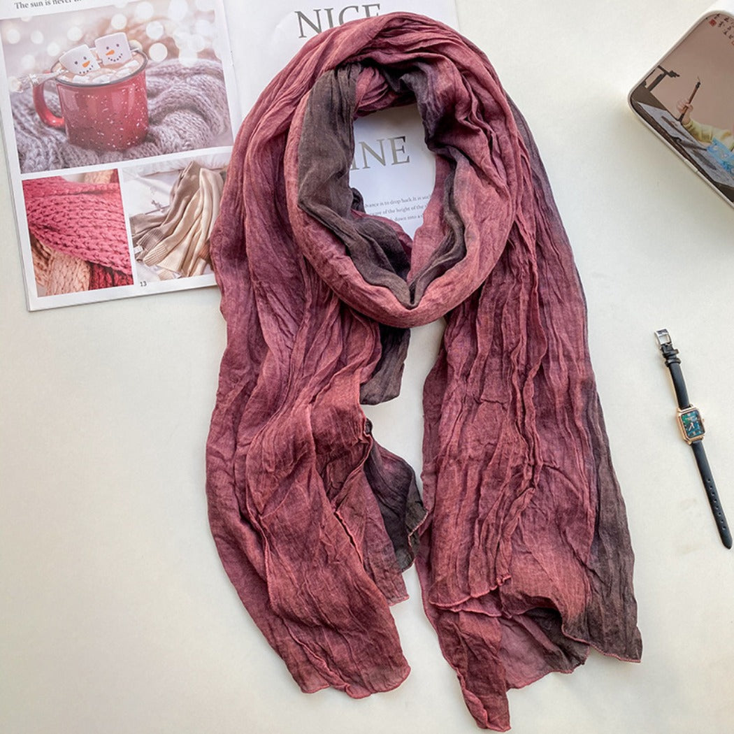 Scarvii - Gradient Color Lightweight Ruched Scarf