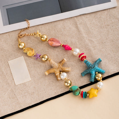 Bauai Dopamine Ocean Starfish Bead Colorful Necklace product shape