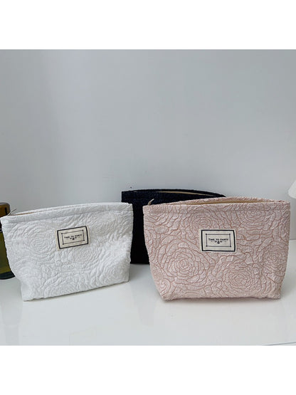 Cosbai - Rose Pattern Textured Cosmetic Pouch