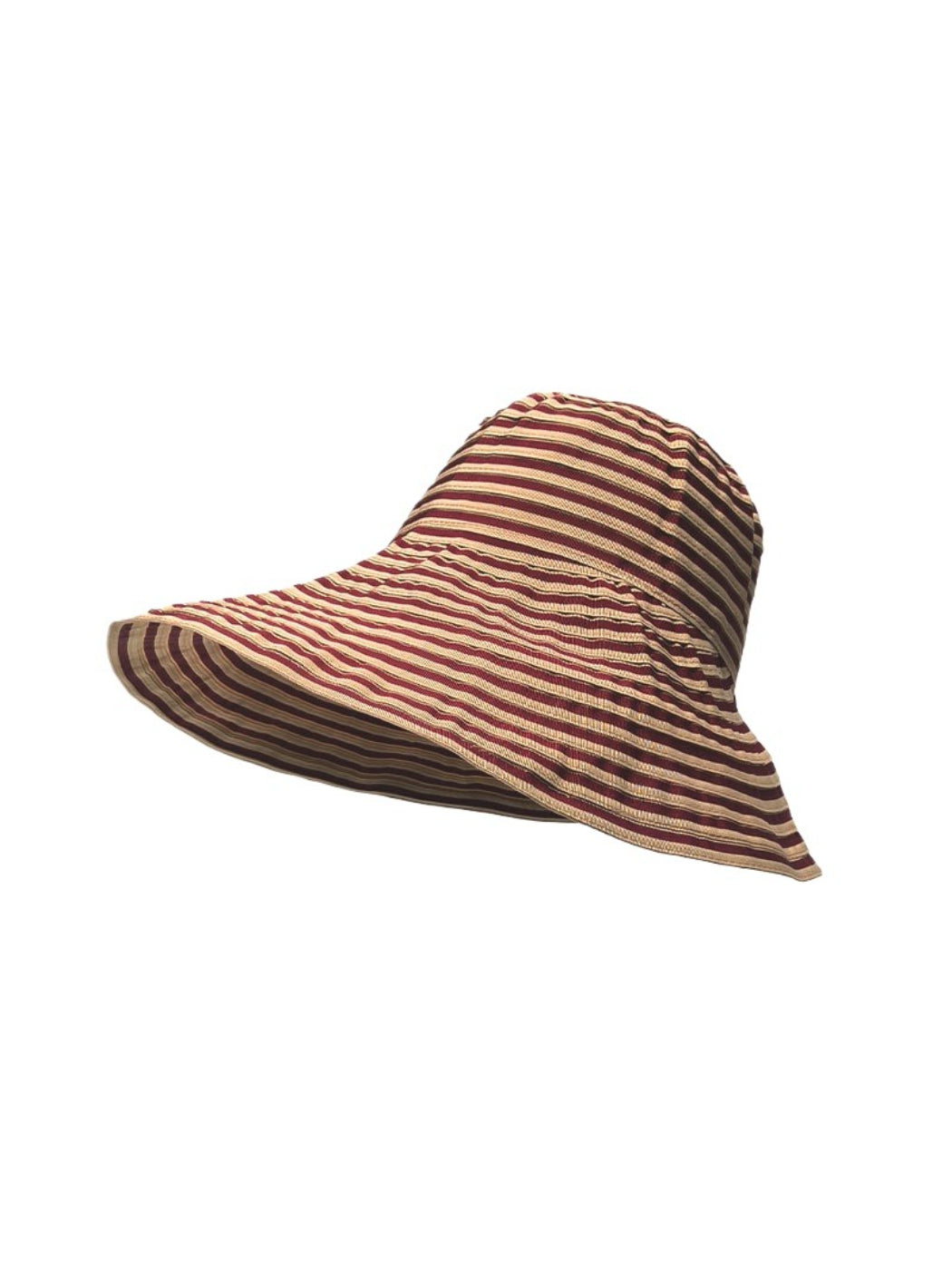 Haila sun hat folded to show flexibility and striped pattern