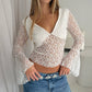 Crosa - Sheer Lace Bell-Sleeve Top Small  - Pure & Sexy