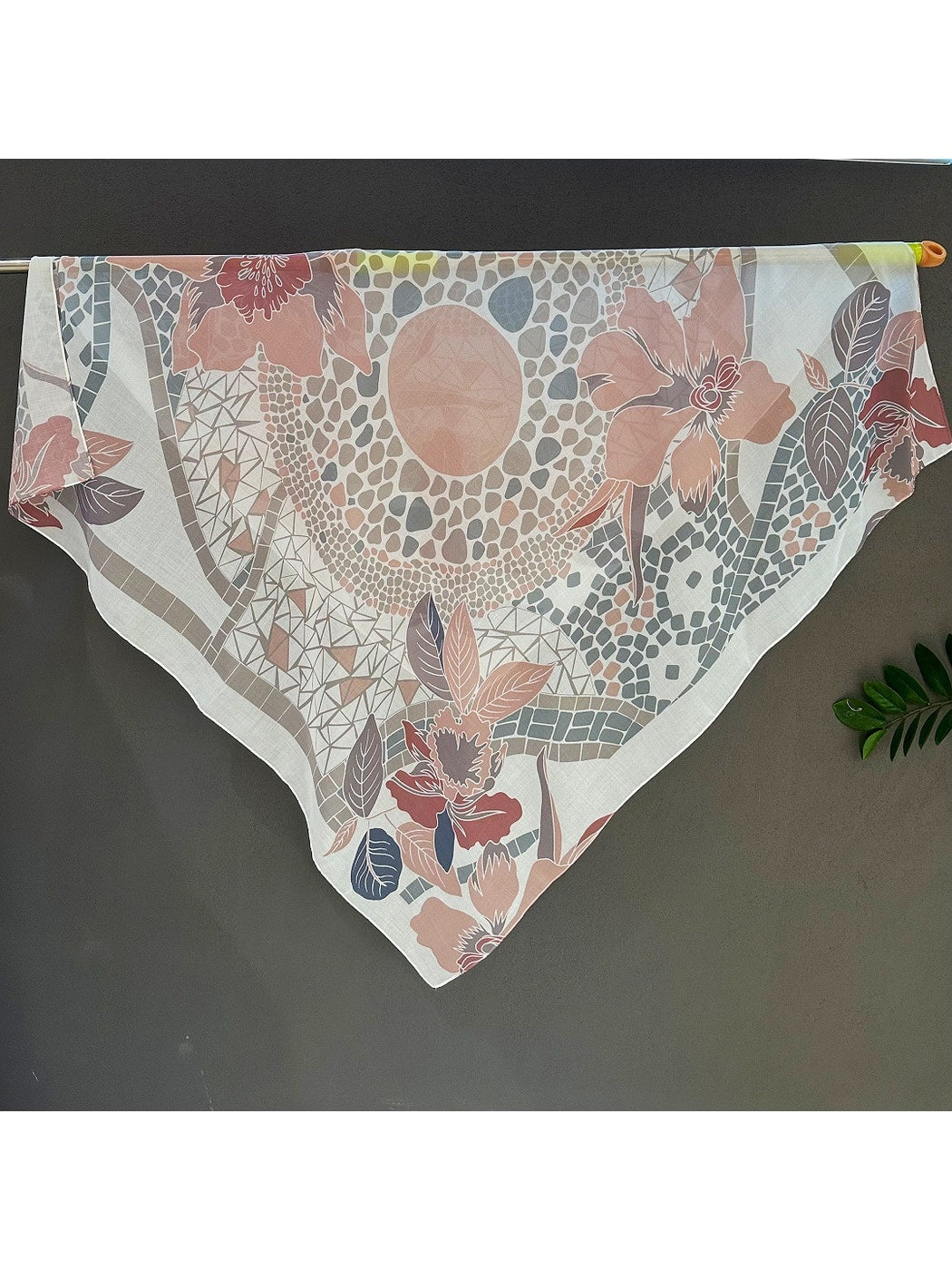 Scarvii - Retro Earth Tone Floral Print Square Scarf