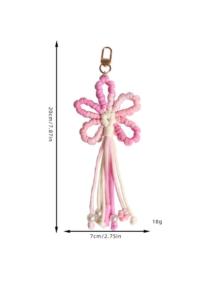 Koco Crochet Cherry Blossom Keychain with Tassel color options including Yellow, Pink, Green