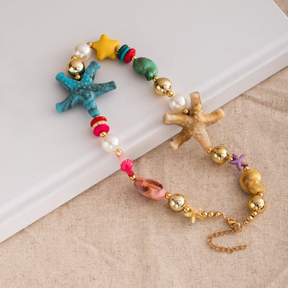 Bauai Dopamine Ocean Starfish Bead Colorful Necklace additional product view