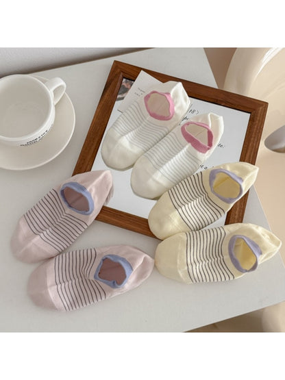 Rufia - Striped Liner Socks with Contrast Cuff