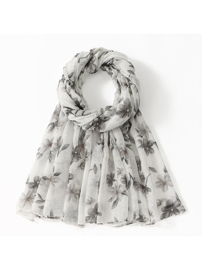 Scarvii - Floral Voile Print Scarf Shawl Beach Wrap