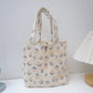 Cosbai - Corduroy Tulip Print Small Tote Bag