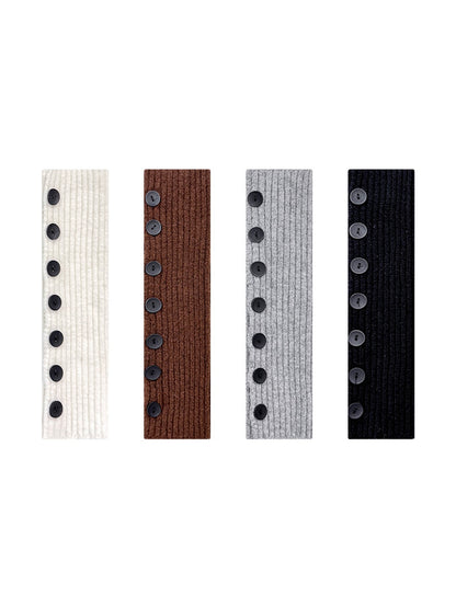 Cozyra - Ribbed Button Accent Mid-Calf Leg Warmer