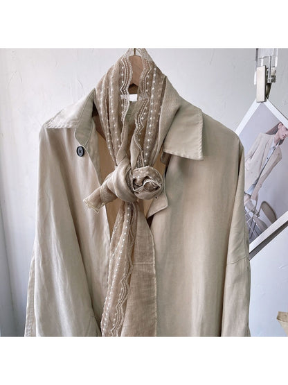 Scarvii - Textured Embroidery Long Fashion Scarf