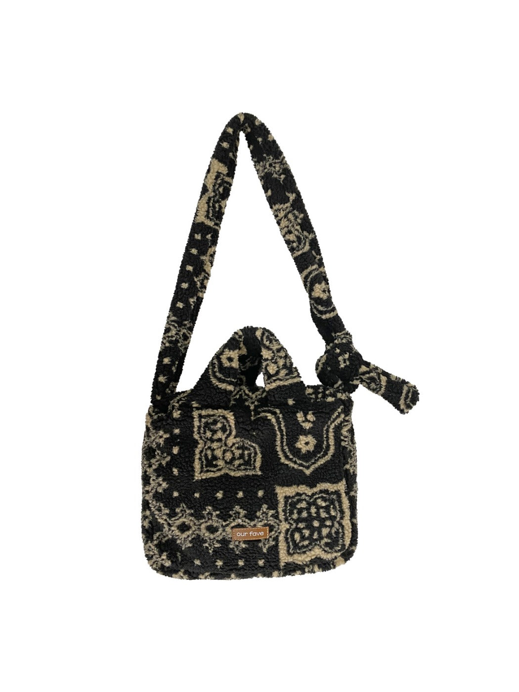 Cosbai – Vintage Polka Dot & Furry Crossbody Bag