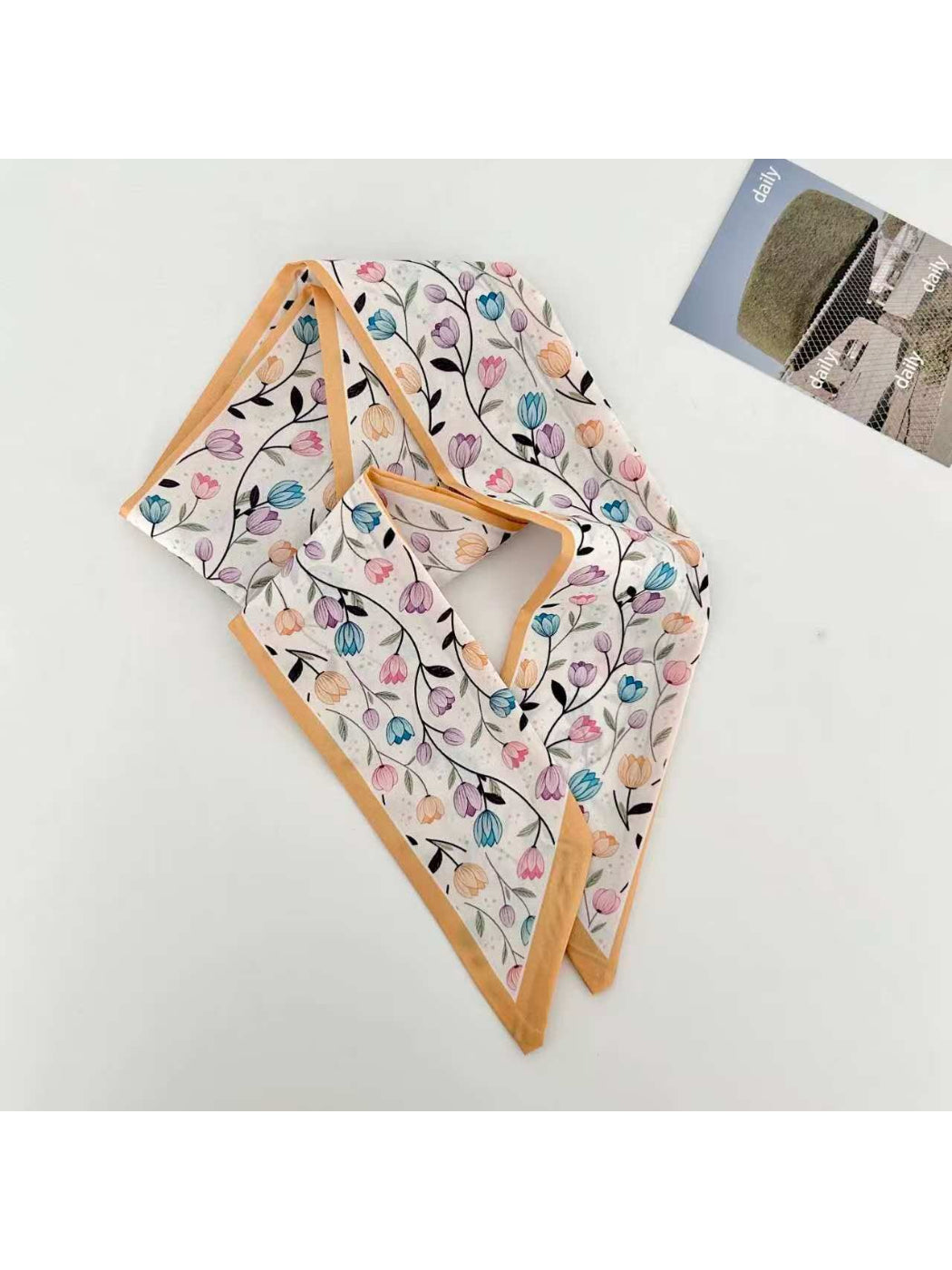Scarvii Tulip Floral Print Skinny Scarf