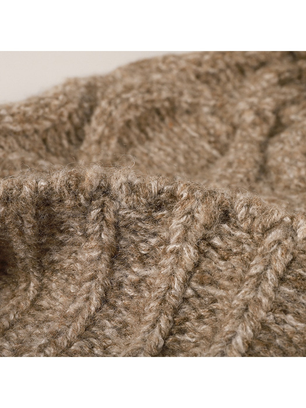 Haila - Pom Pom Cable Knit Folded Cuff Beanie