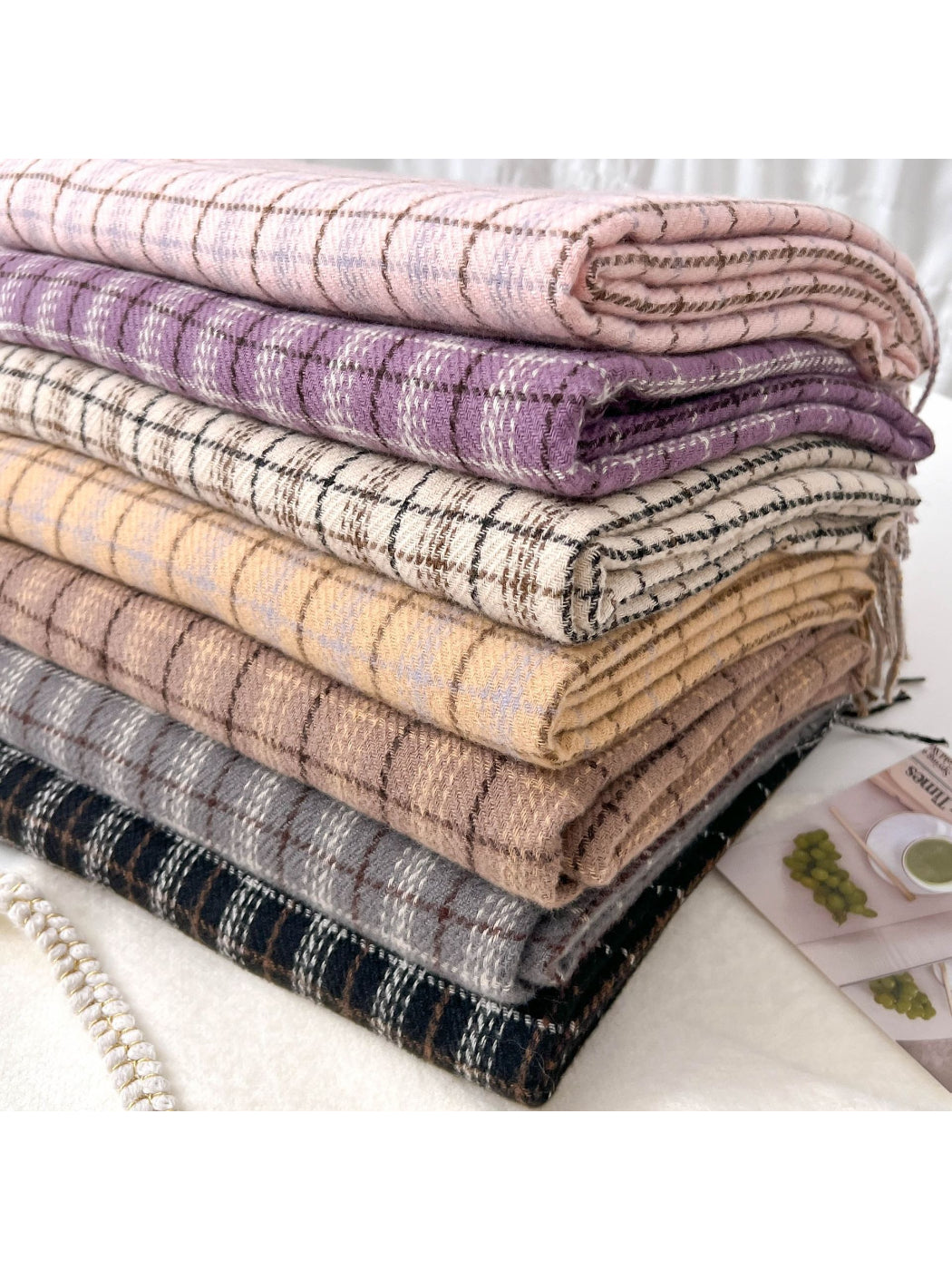 Scarvii - Soft Micro Plaid Winter Scarf
