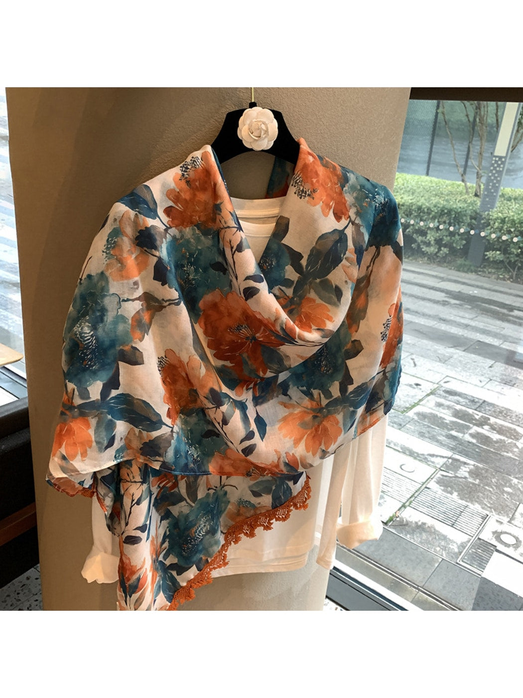 Scarvii - Floral Print Lightweight Fashion Shawl Scarf