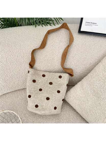 Cosbai - Polka Dot Soft Shoulder Bag