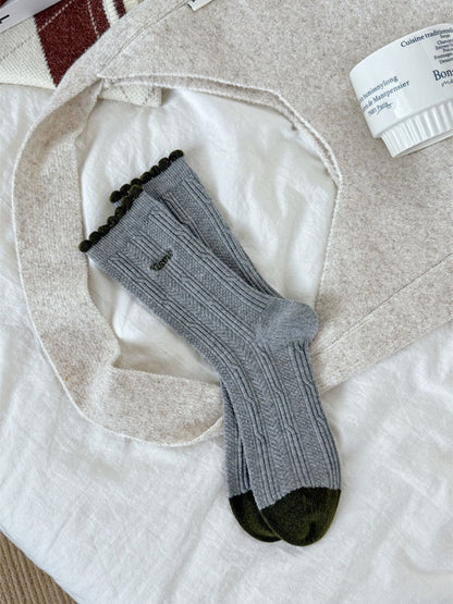 Rufia - Cable Knit Ruffle Crew Socks