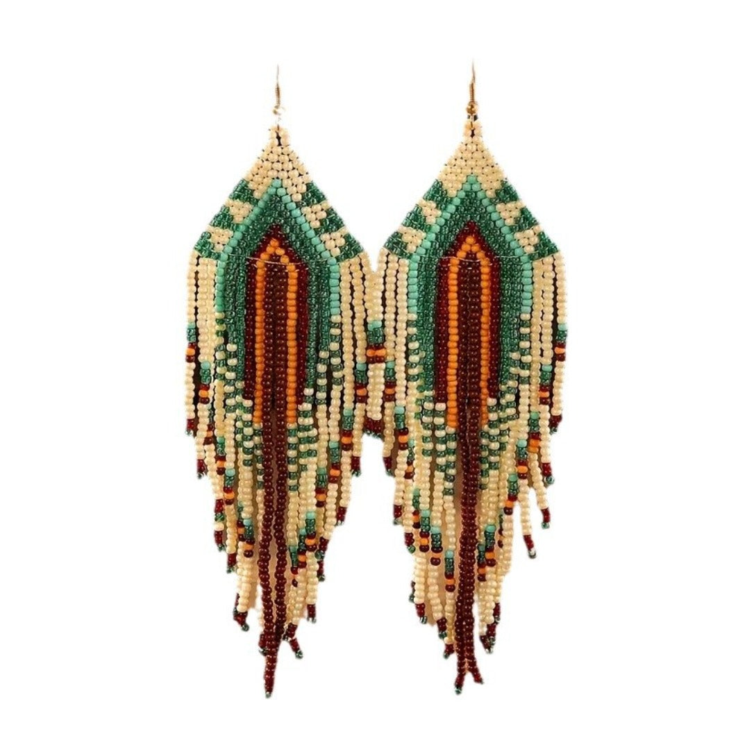 Earwish - Boho Beaded Long Tassel Earrings - Colorful & Special