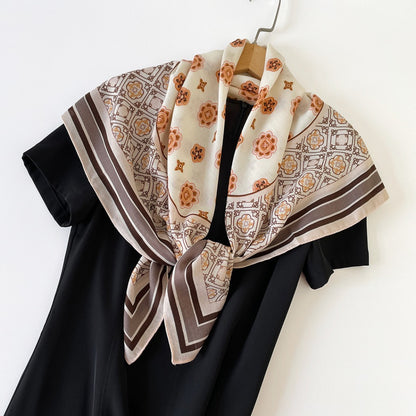 Scarvii - Vintage Diamond & Floral Print Square Scarf - 35"