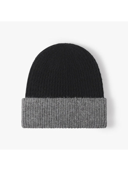 Haila - Colorblock Plush Lined Cuffed Knit Beanie