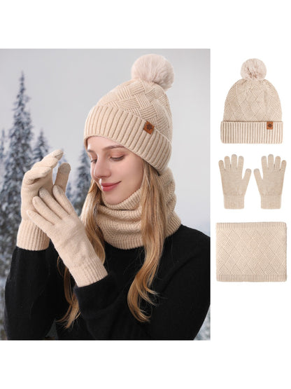 Haila - Women's Winter Knit Beanie Scarf Gloves Set