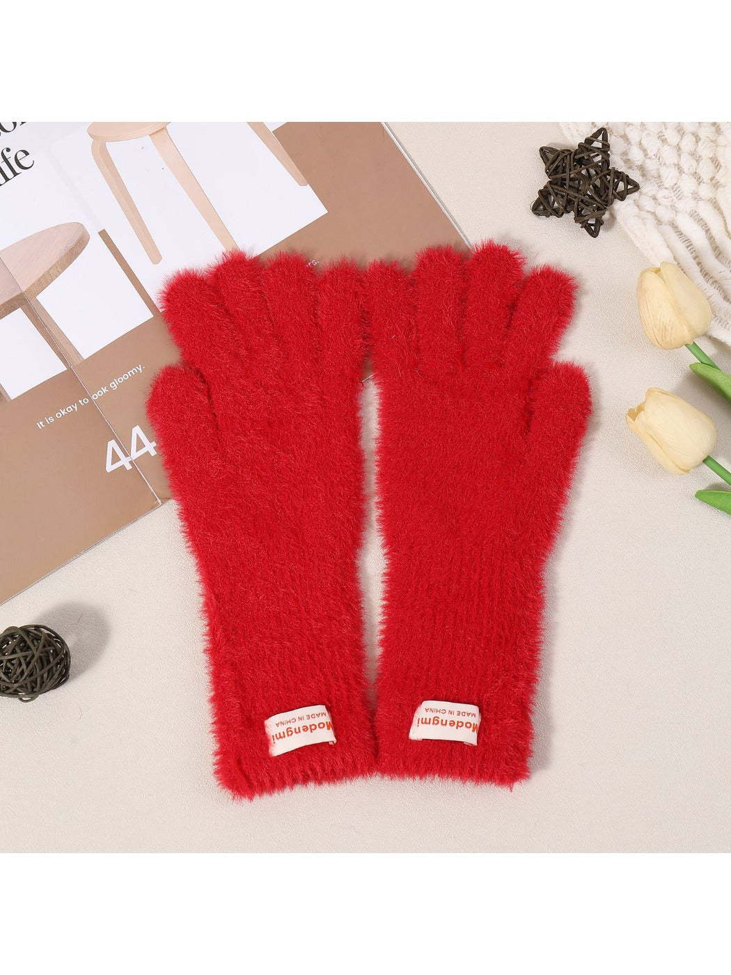 Gloving - Solid Color Plush Fuzzy Touchscreen Gloves