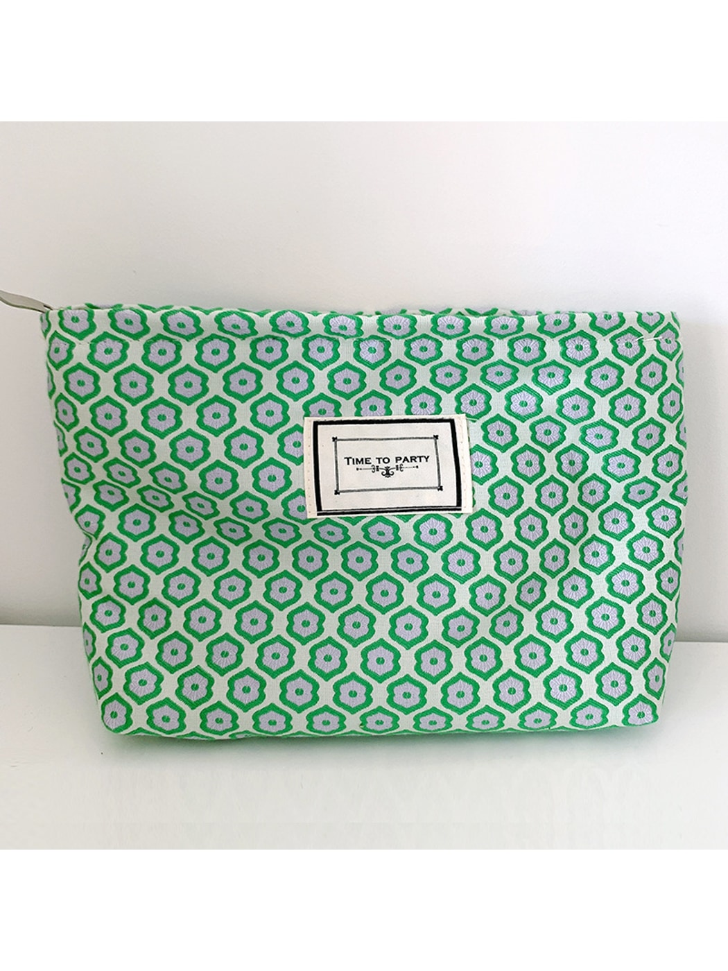 Cosbai - Floral Jacquard Zipper Makeup Organizer Bag
