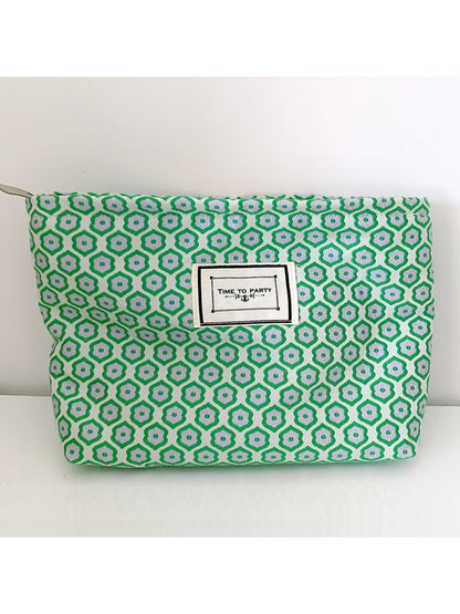 Cosbai - Floral Jacquard Zipper Makeup Organizer Bag
