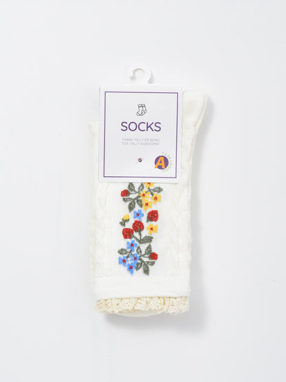 Rufia - Garden Trail Embroidered Crew Socks