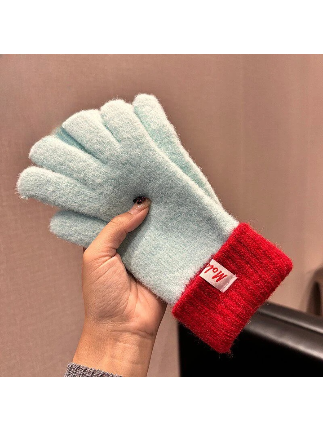 Gloving - Colorblock Fuzzy Texture Gloves