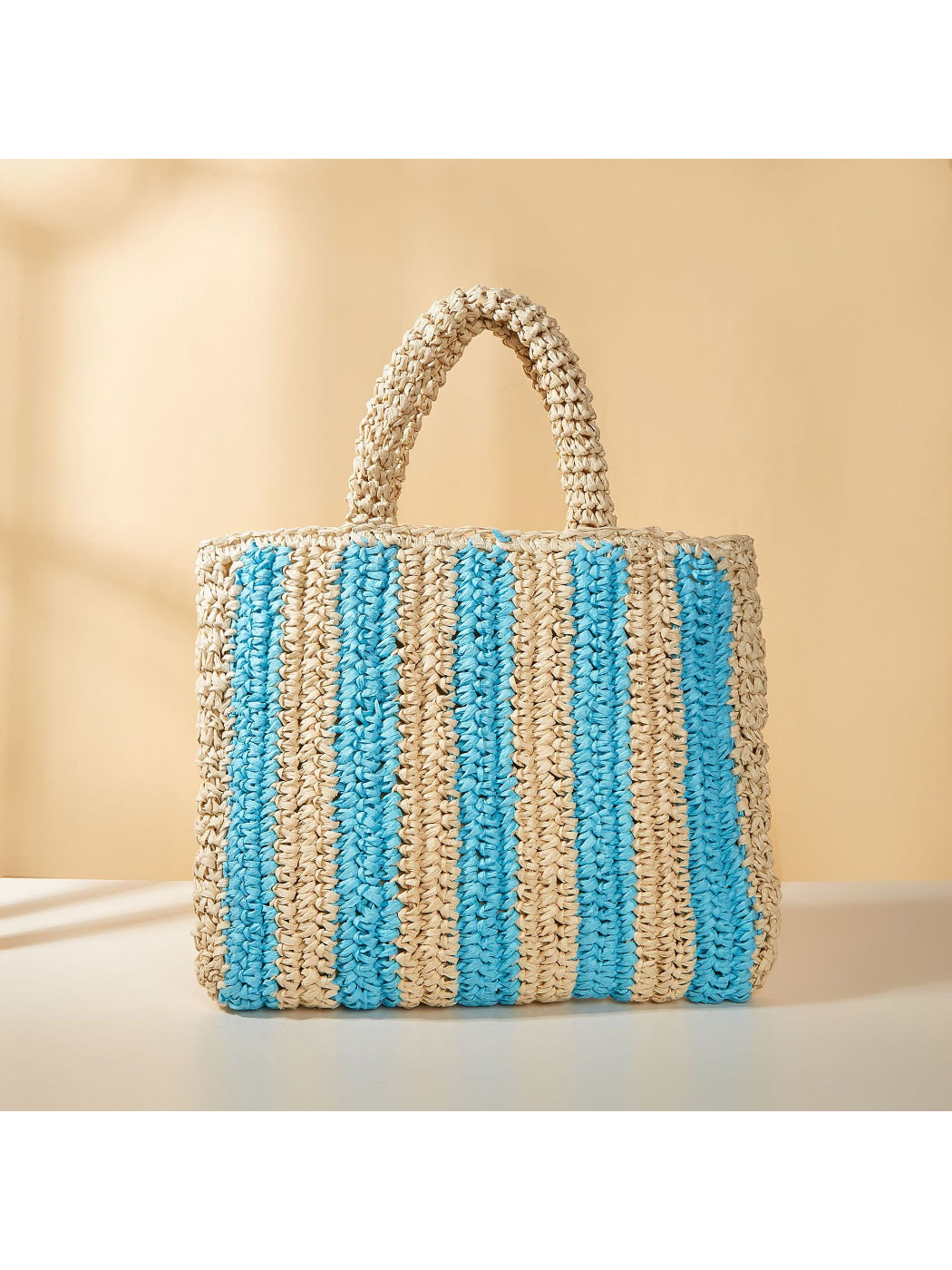 Cosbai - Bold Stripe Straw Tote Bag - image 4