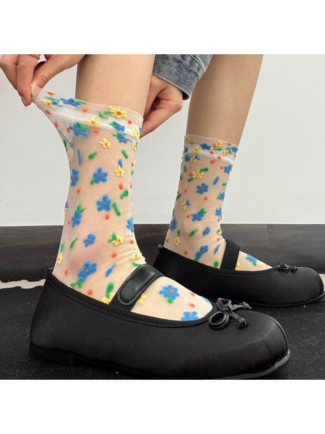 Rufia - Transparent Sweet Striped Crew Socks