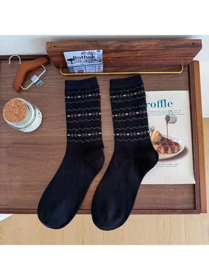 Rufia - Heart & Bow Pattern Crew Socks