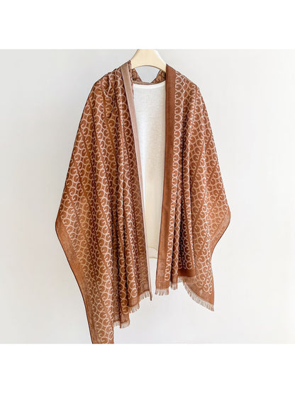 Scarvii - Summer Elegant Print Border Wrap Scarf