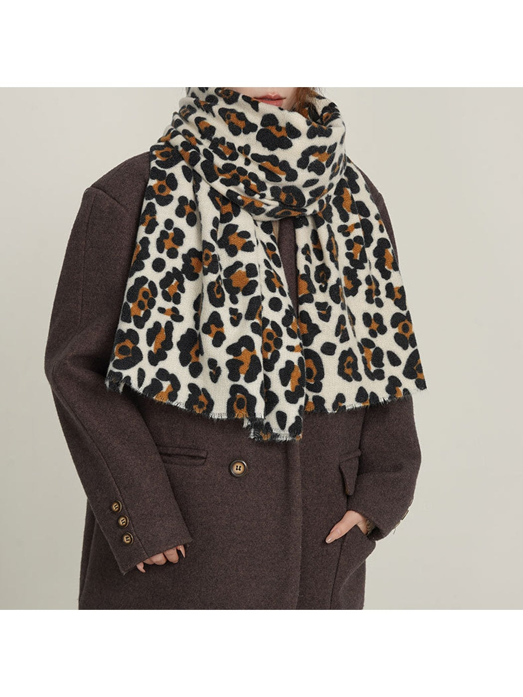 Scarvii - Printed Leopard Pattern Women's Winter Scarf