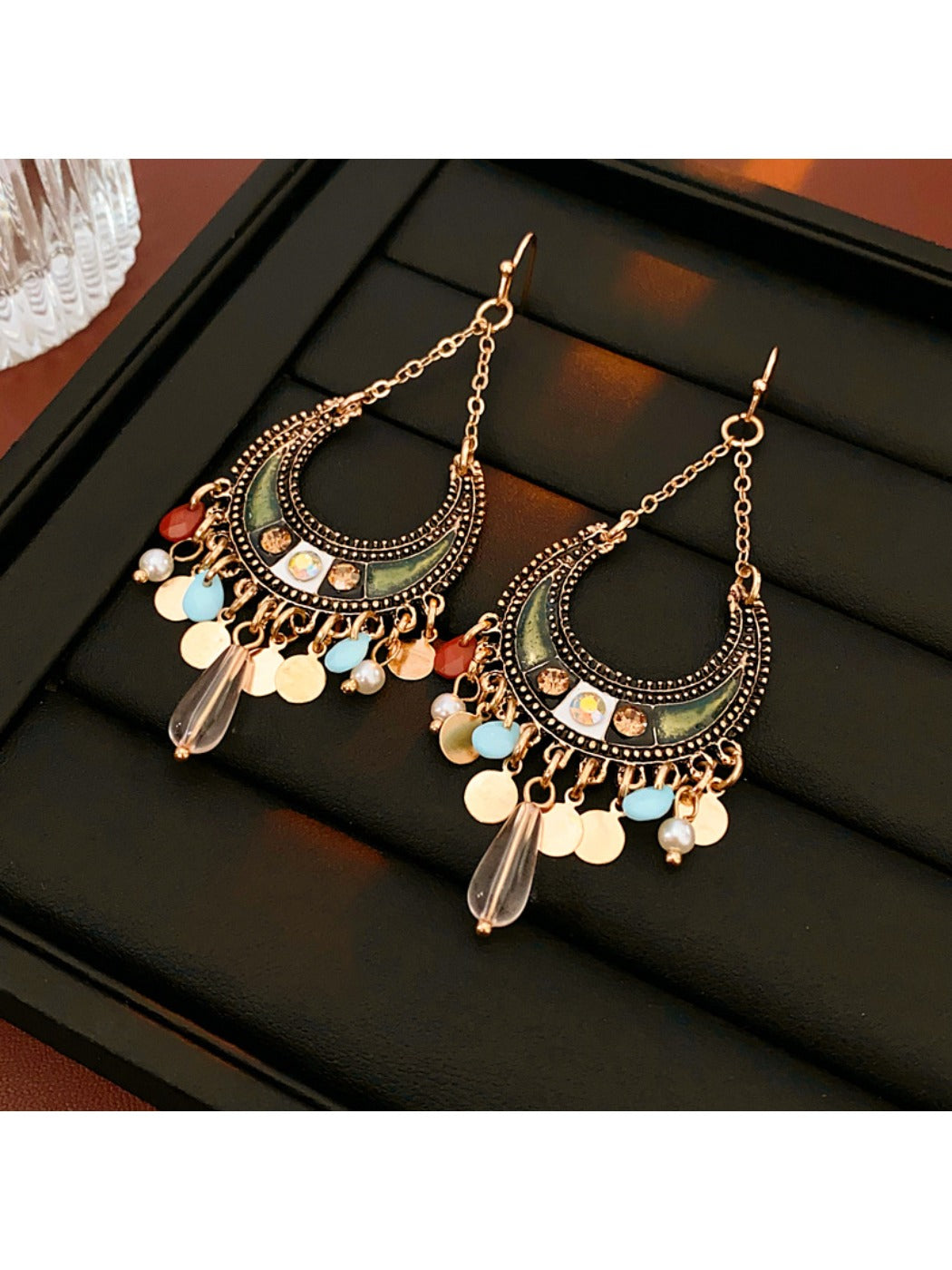 Earwish – Boho Moon Drop Tassel Earrings
